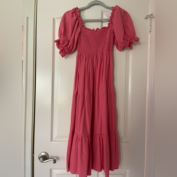 Pomander Place Pink Dress with Puff Sleeves - Picture 1 of 2